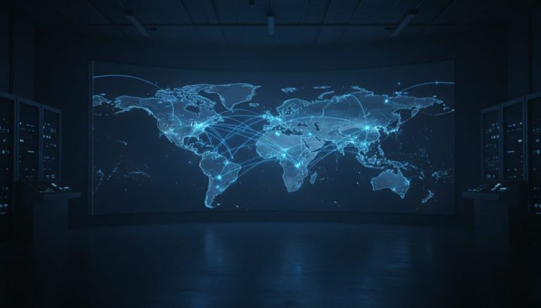 Global map showing Lightning Network payment channels connecting cities worldwide