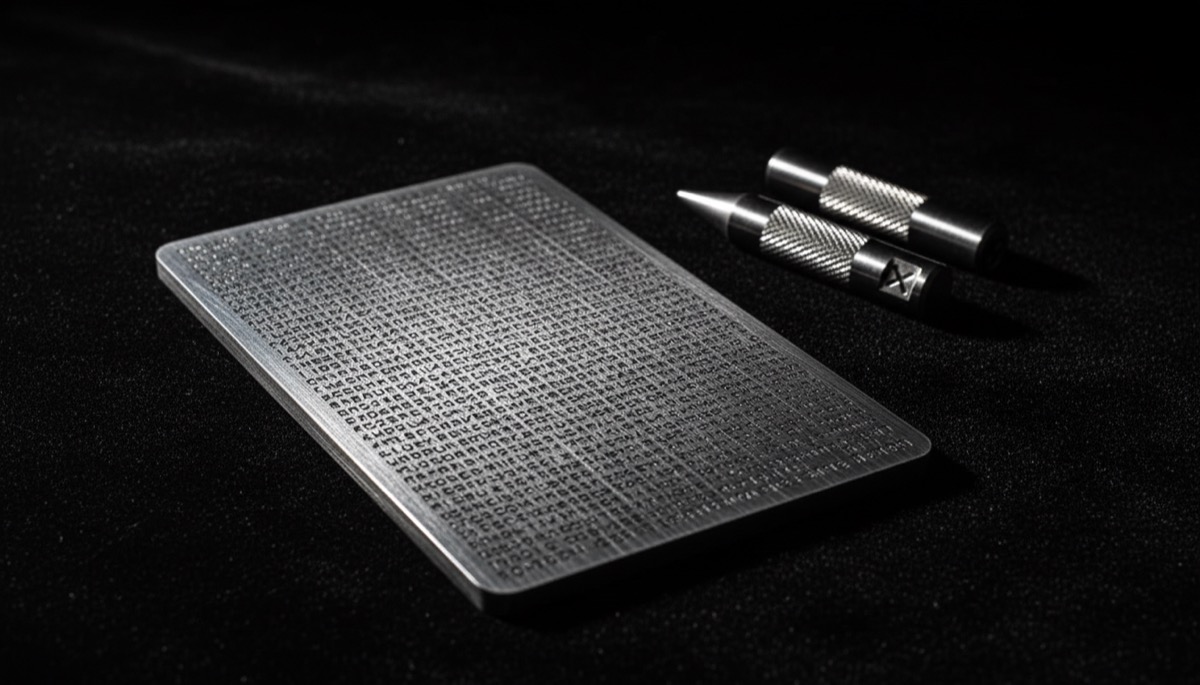 24 word recovery seed phrase steel backup plate with stamping tools