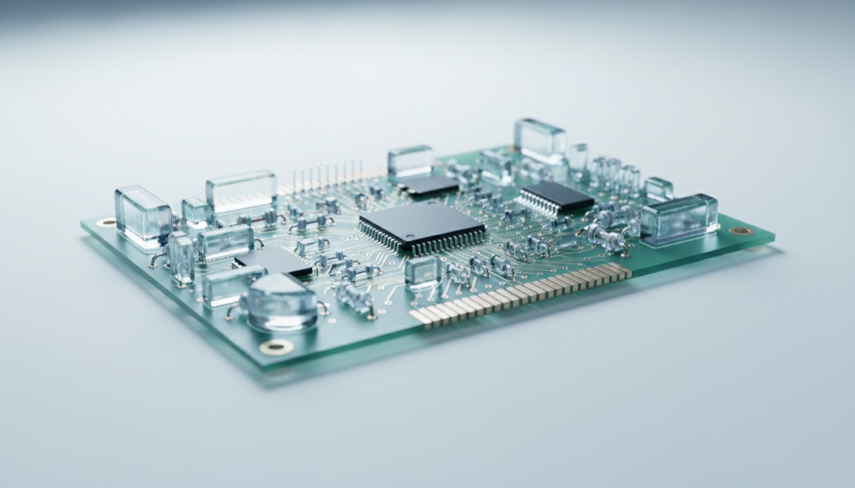 Open source hardware wallet circuit board showing transparent design and components